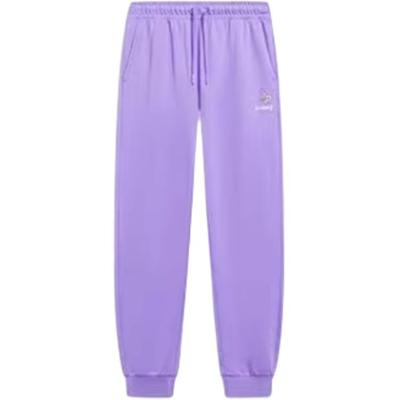 Li Ning Sweatpants With Cuffs Breathable Casual Long Knitted Sports Pants Women Bottoms Purple AKLT196-1