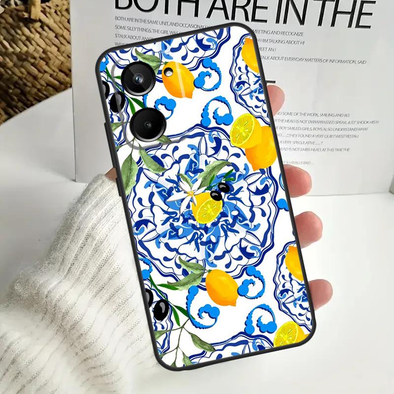 Mediterranean Lemon Case For Realme C67 C55 C53 C51 C35 C33 C31 C30 C25s C21Y GT Neo 5 GT5 9 10 11 12 Pro Plus