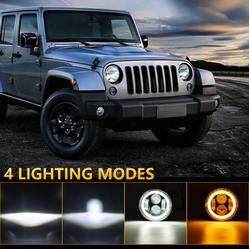 4 Inch LED Fog Lights White Halo Ring Angel Eyes DRL Amber Turn Signal Lamp 40W Round Auxiliary Lights For Jeep Wrangler JK TJ