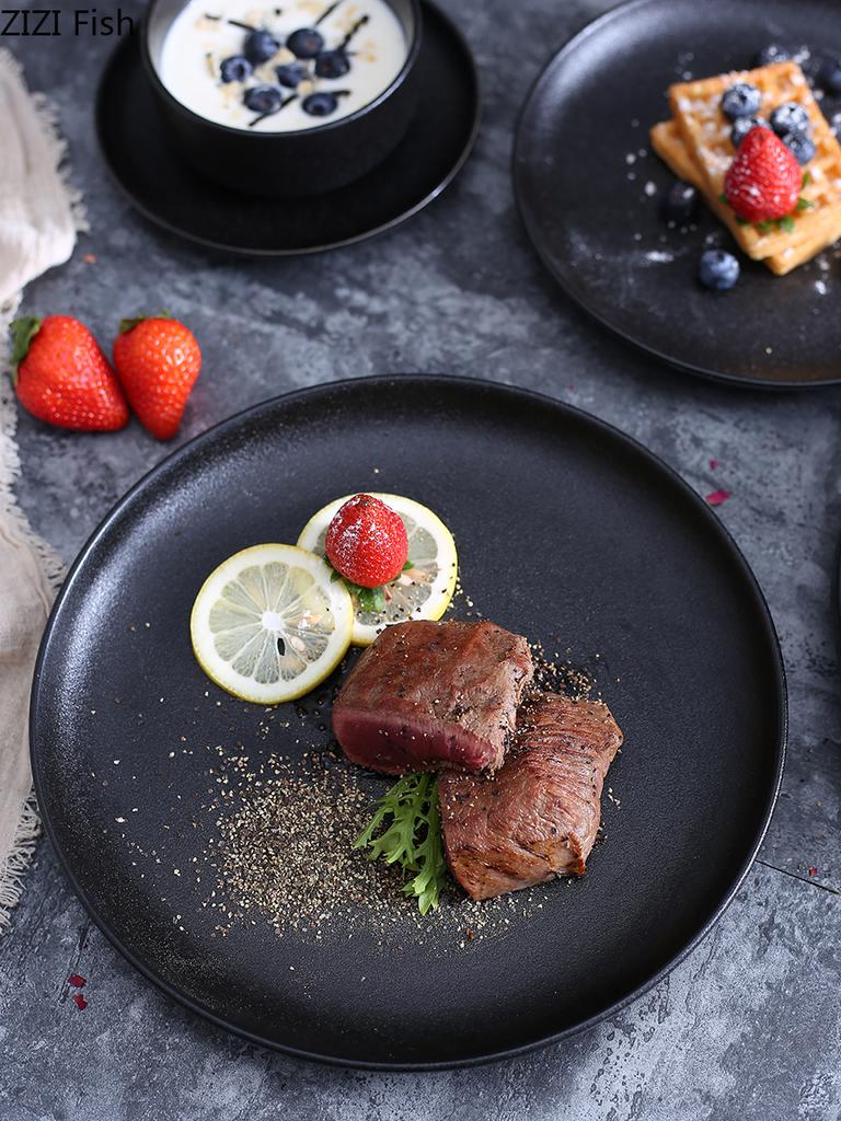 Keramik Steakteller Salatteller Pastateller Europäischer Stil Marmorierungsteller Küchenzubehör Restaurantdekoration Geschirr