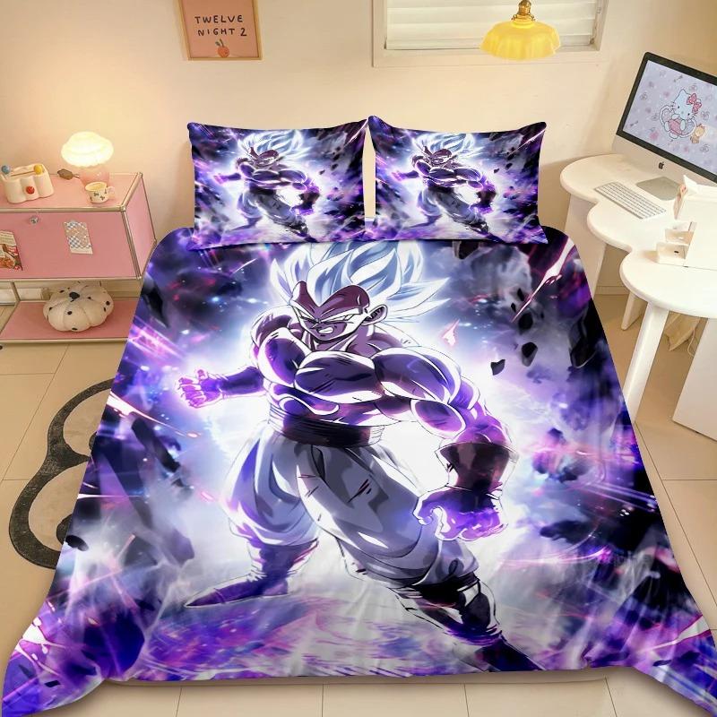 Duvet Cover Dragon Ball Son Goku Cool Anime Bedding Set Comforter Cover Set Twin Full Size for Bedroom Dormitory Decor