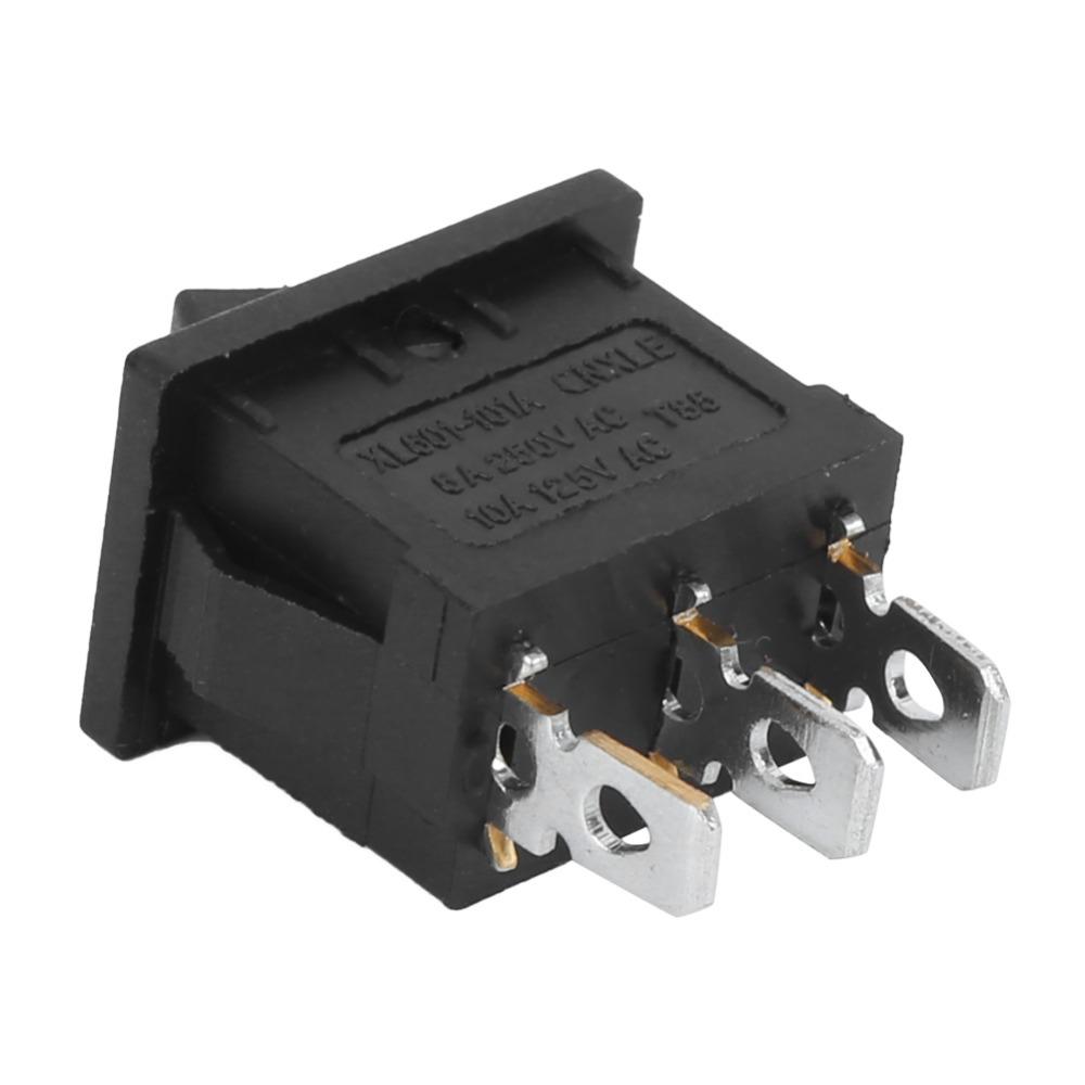 10Pcs KCD1 Boat Rocker Switch 3 Pin 3 Position Toggle ON-OFF-ON Mini Rocker Switch  Auto Toggle