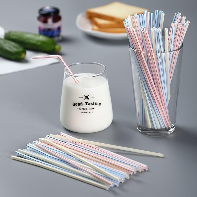 100pcs Disposable Colorful Plastic Straws - Assorted Pastel Colors, for Drinks/Parties/Everyday. Vibrant, Durable Party Supplies