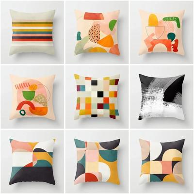 Home Decor Colorful Geometric Pattern Throw Pillow Covers Pattern Cushion Cover Suitable For Sofa Bedroom Car Pillow Cover