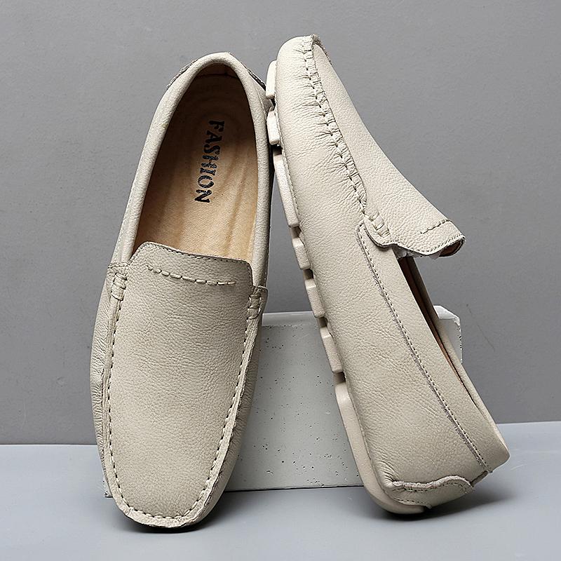 Męskie buty casualowe ze skóry naturalnej Luksusowa marka Letnie mokasyny męskie Mężczyzna Oddychające Wsuwane Buty do jazdy Plus Size 39-47
