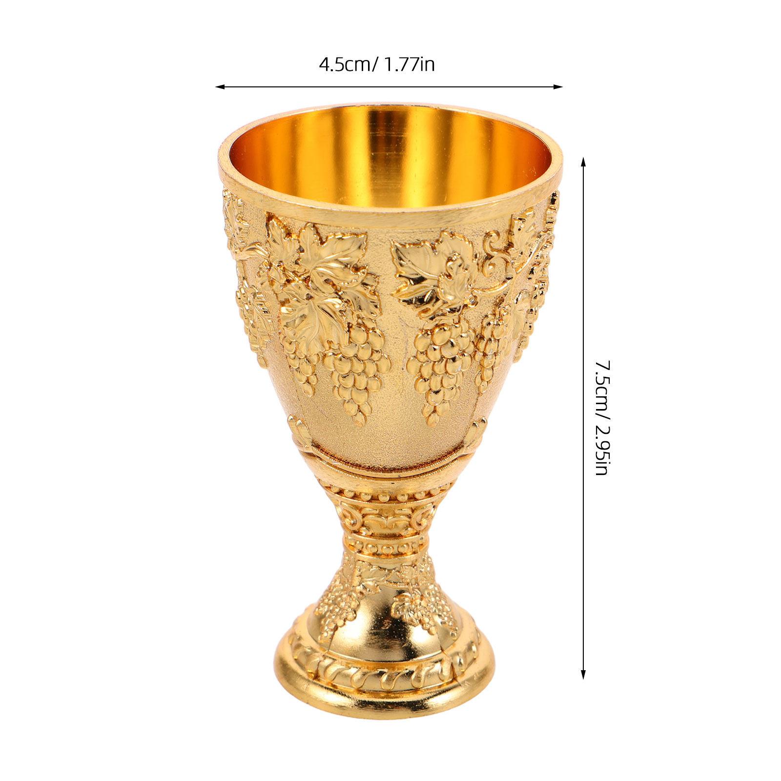 25Ml Vintage Metal Wine Goblet Gold Plated Zinc Alloy Embossed Grape Motif Medieval Chalice Cup for Themed Parties Home Dining золотистый