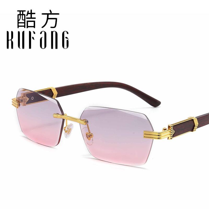 Square frameless sunglasses for women, gradient color, UV400 protection