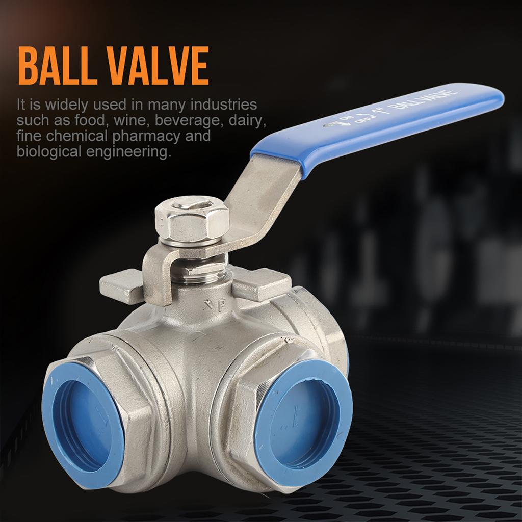 1pc Stainless Steel SUS304 Pipe Ball Valve Three Way L Type Female Thread 1" DN25
