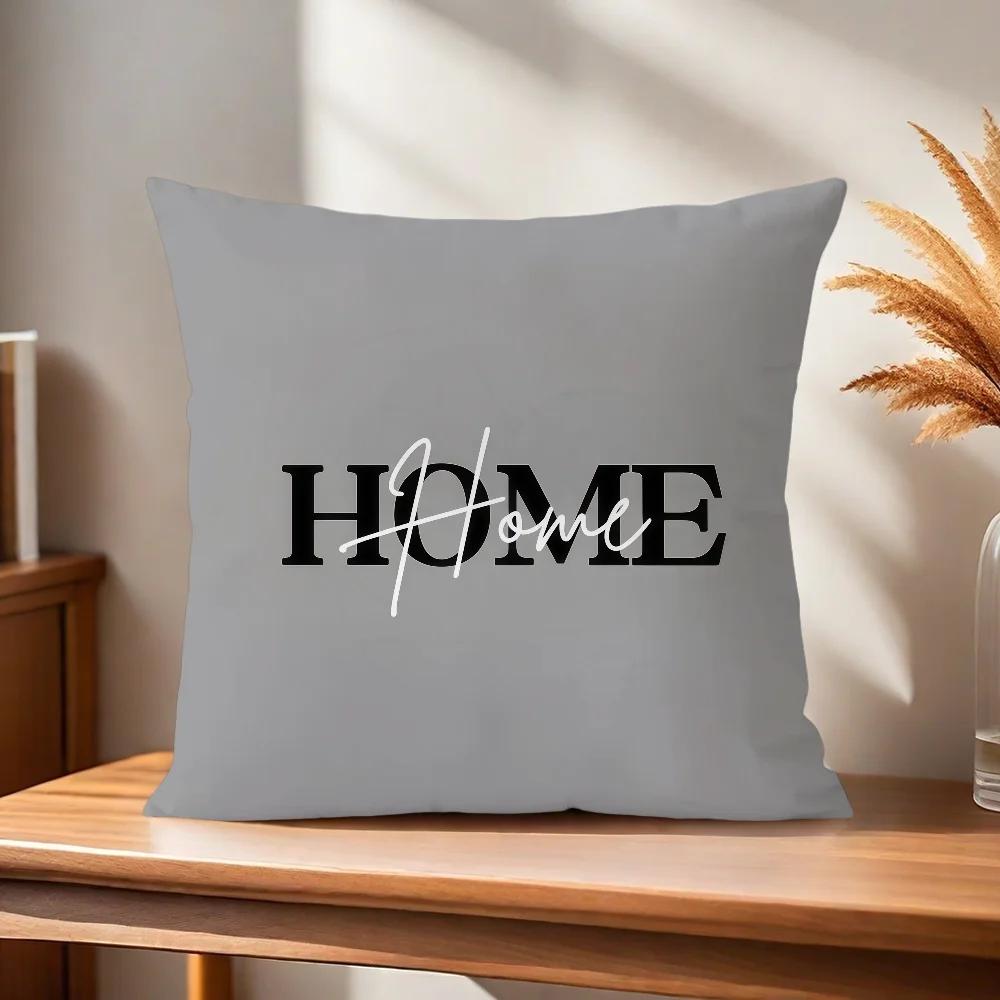 Grey Pillowcases With Home Family Love Motifs Office Car Sofa Bed Cushion Cover Home Bedroom Decoration