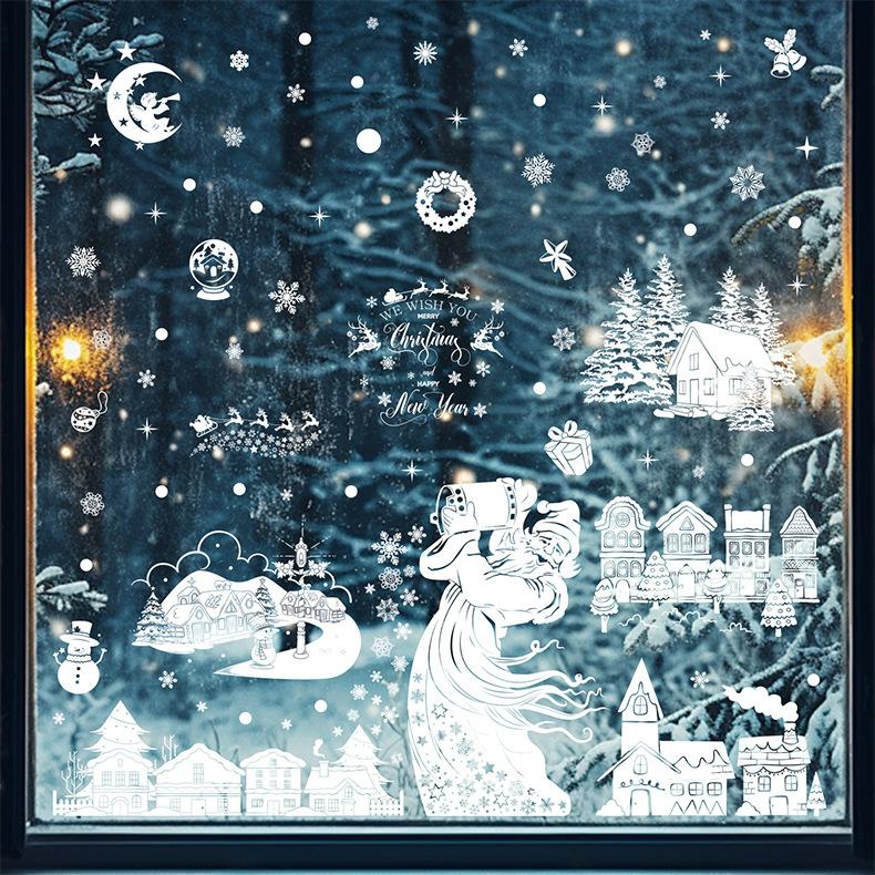 Christmas Stickers Santa Claus Snowman Snow House Sling Ball Pendant Christmas Party Decoration