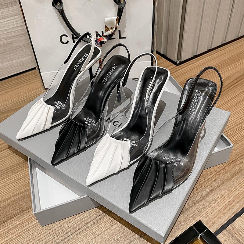 Pointy Student Style Female High Heels 2024 Summer New Net Red Slim Heel Shoes