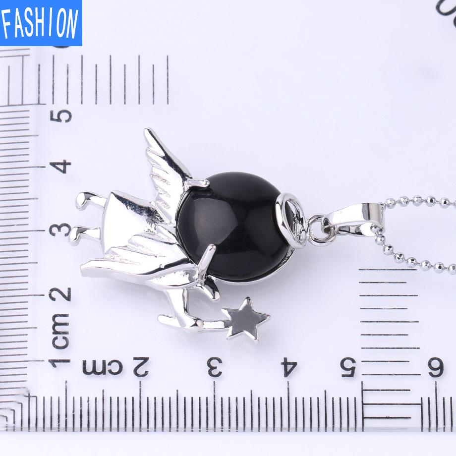 Náhrdelník s přívěskem anděl vílí hůl Přírodní kámen Crystal Polodrahokam vykládaný náhrdelník 19 barev