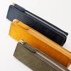 Pencil Case PB Zipper Pencil Case M Oliva Leather Italian Leather Slim Simple Slip-on (Green) IPV-5801