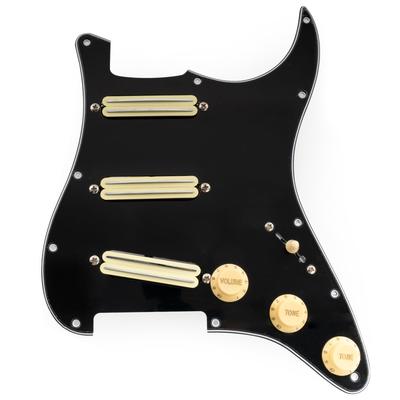 Musiclily SSS Strat Pickguard for Ceramic Humbucker Strat Electric Guitar with 3 Black Zebra Pickups Pro-SE ST-DPHC Pre-wired Single-Size