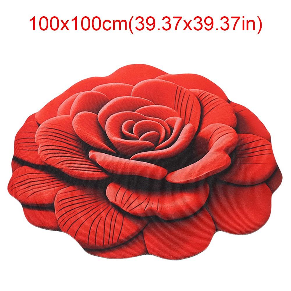 Special-shaped Flower Carpet Soft Non-slip Bathroom Floor Mat Absorbent 60x60cm/100x100cm Peony Floor Mat