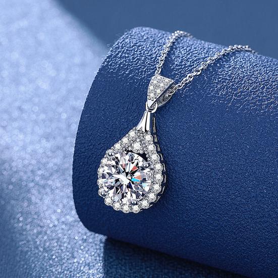Sparkling Drop Pendant Necklace Women Cubic Zirconia Necklace Elegant Wedding Necklace
