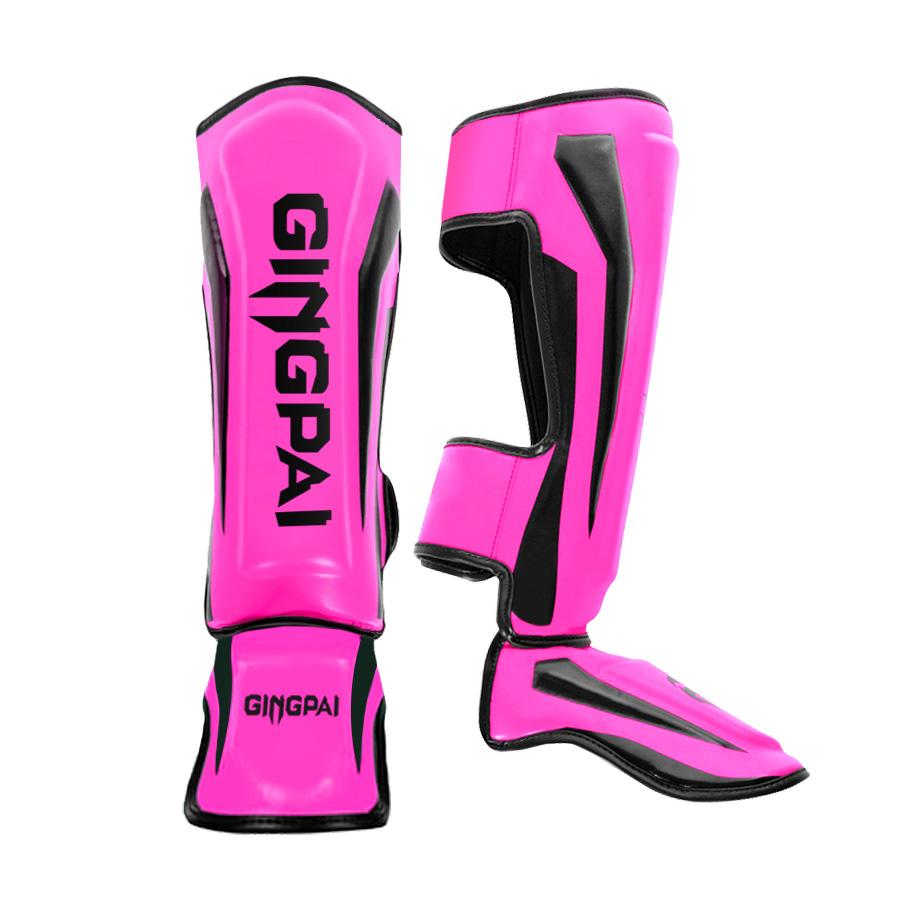 Protège-tibias de boxe plus épais en cuir PU Leggings de protection Muay Thaï Taekwondo Karaté Protège-tibia Cheville S