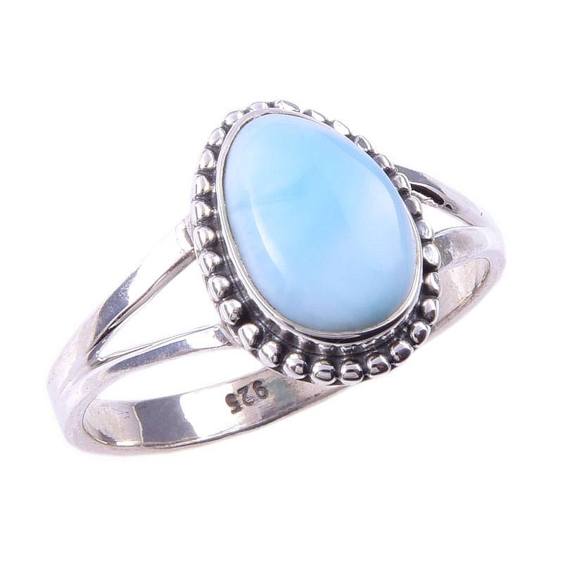 Natural Republic Larimar Gemstone 925 Solid Sterling Silver Gift Ring S.9 O5s87