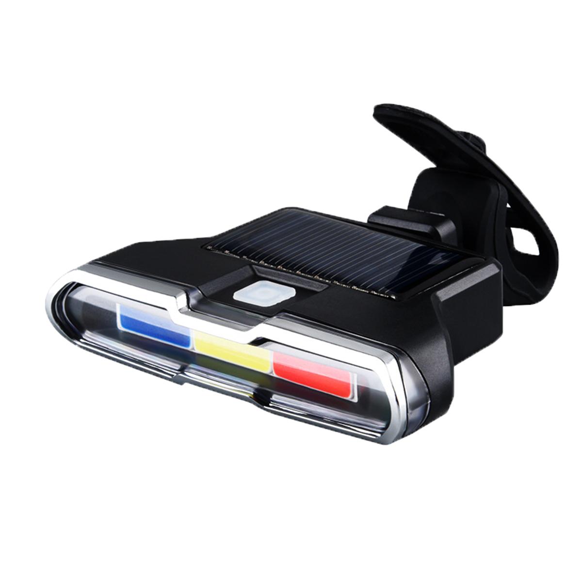 Bicycle Solar Energy Rear Lights Type-C Rechargeable Mountain MTB Road Bike Solar Warning Taillight Night Riding Safety Red Lamp