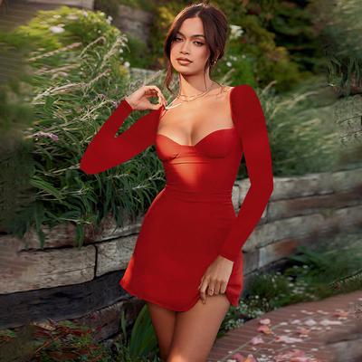Herbst 2025 Neuer Stil, Sexy Kurzer Rock, Modisches Temperament, Pendeln, Figurbetont, Langärmlig, Tägliches Kleid, Damen