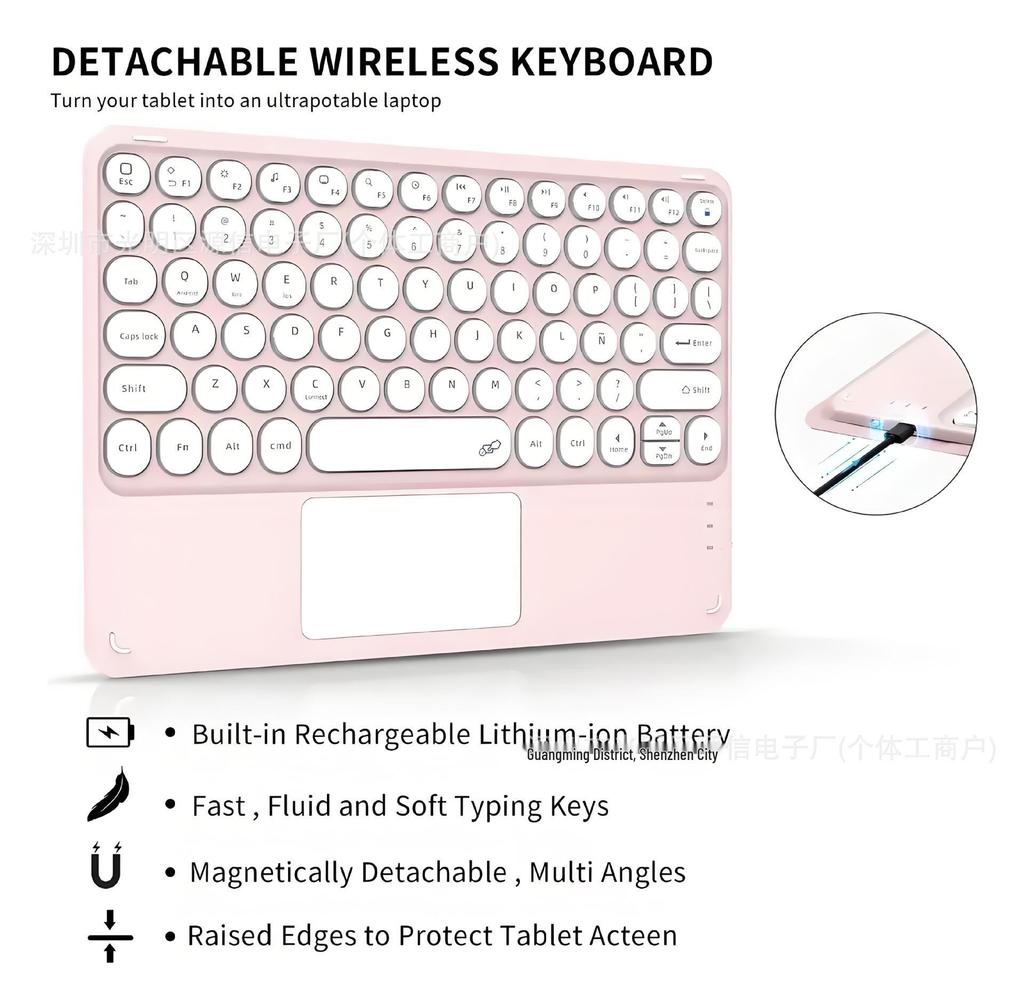 Samsung S10 Lite/S9 FE Tablet Case with 360° Rotating Magnetic Leather Cover and Wireless Bluetooth Keyboard