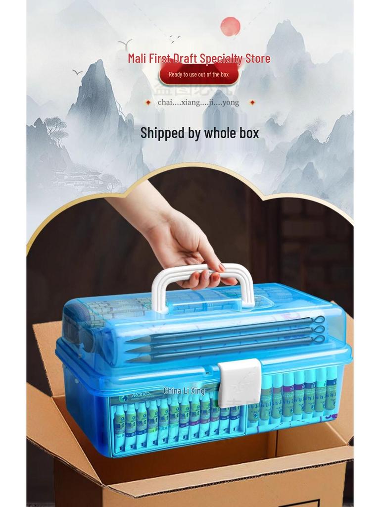 Maries 12-Farben Anfänger Tuschemalerei Set für Kinder mit Pinseln