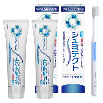 Shumitect Complete One EX Toothpaste for Sensitive High Fluoride Concentration Includes 2 Toothpastes and a Toothbrush [Quasi-drug] Teeth, (1450 Ppm),