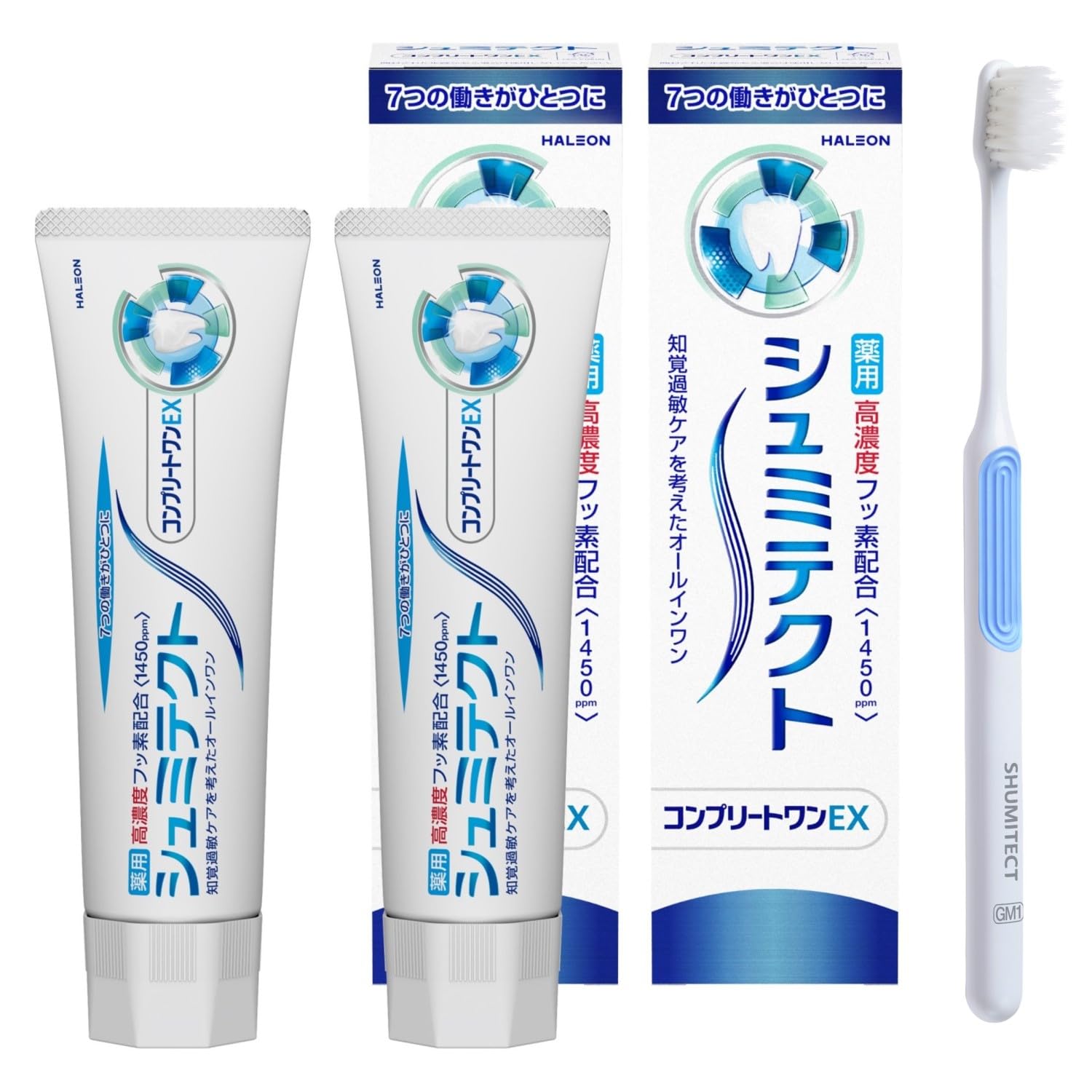 

Shumitect Complete One EX Toothpaste for Sensitive High Fluoride Concentration Includes 2 Toothpastes and a Toothbrush [Quasi-drug] Teeth, (1450 ppm),