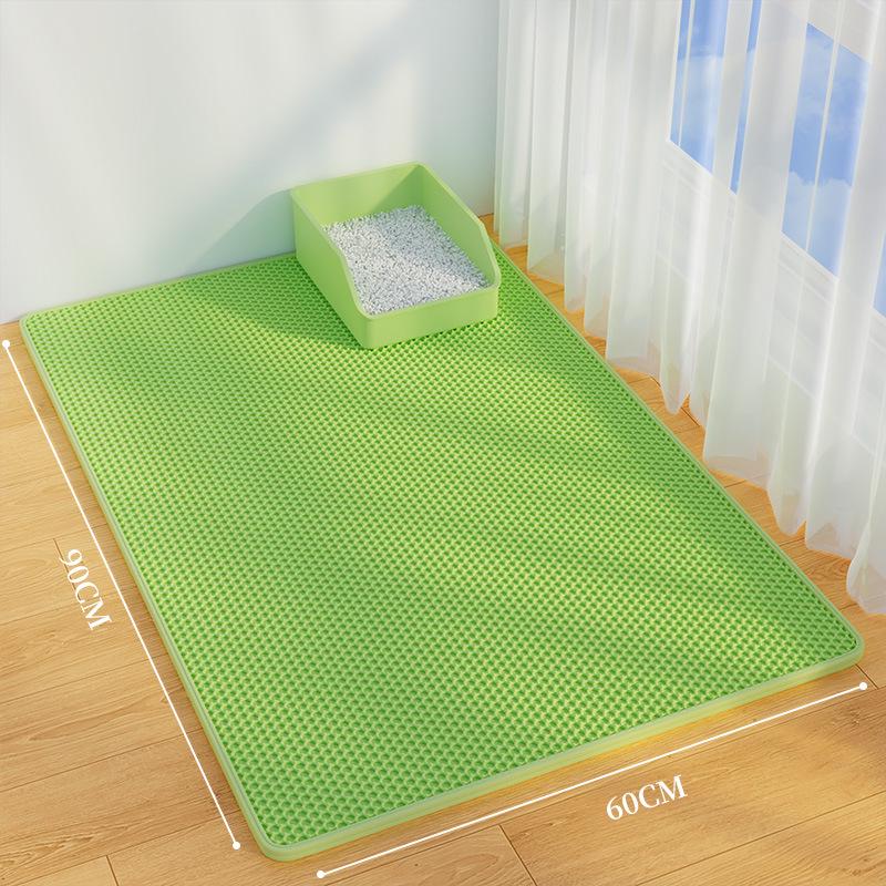 Extra Large Non-Slip Cat Litter Mat - Anti-Tracking, Anti-Splash, Scratch-Resistant, Double Layer, Leak-Proof Sand Control.