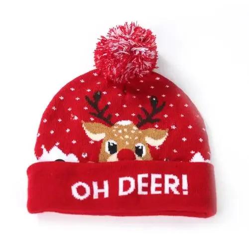 Christmas Hat With Led Light Christmas Light Up Sweater Knitted Beanie Xmas Hat for Adults Kids Christmas Decor Supplies