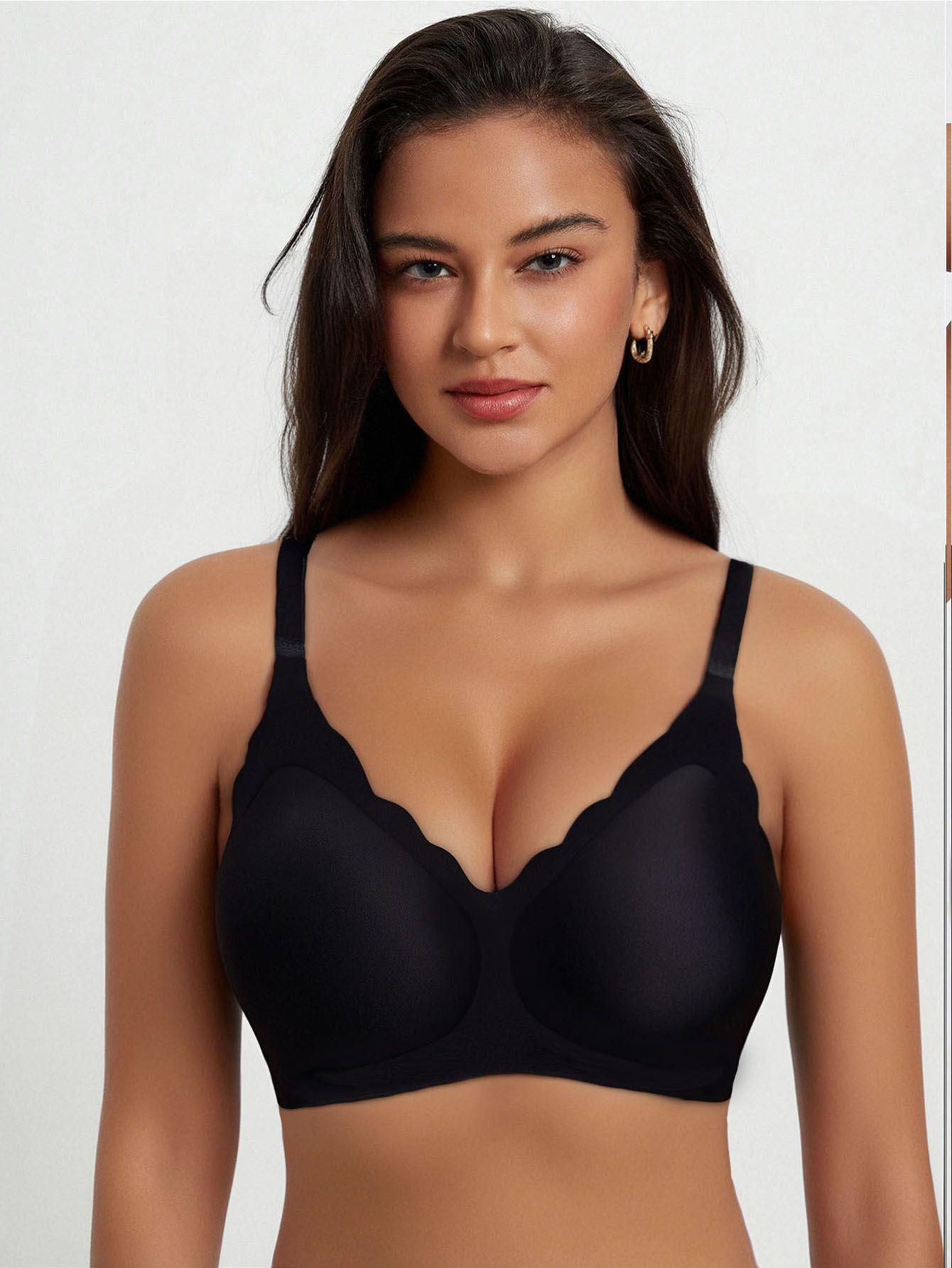 

Европейский и американский бесшовный бюстгальтер против провисания: Удобная поддержка с эффектом похудения для большой груди M (90-100 lbs) чёрный