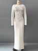 European Hand-Beaded Diamond Bodycon Long-Sleeve Banquet Bandage Dress