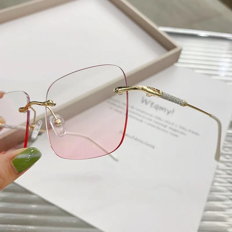 Womens Blue Light Blocking Eyeglasses Large Glasses Frame Slimming Flat Lens Glasses Frame Blush Eyeglasses Fashionable Optical Prescription Lenses