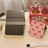 Pink Bow Desktop Stand Mirror Pu Leather Vanity Mirror Beauty Fold Makeup Mirror  Unisex