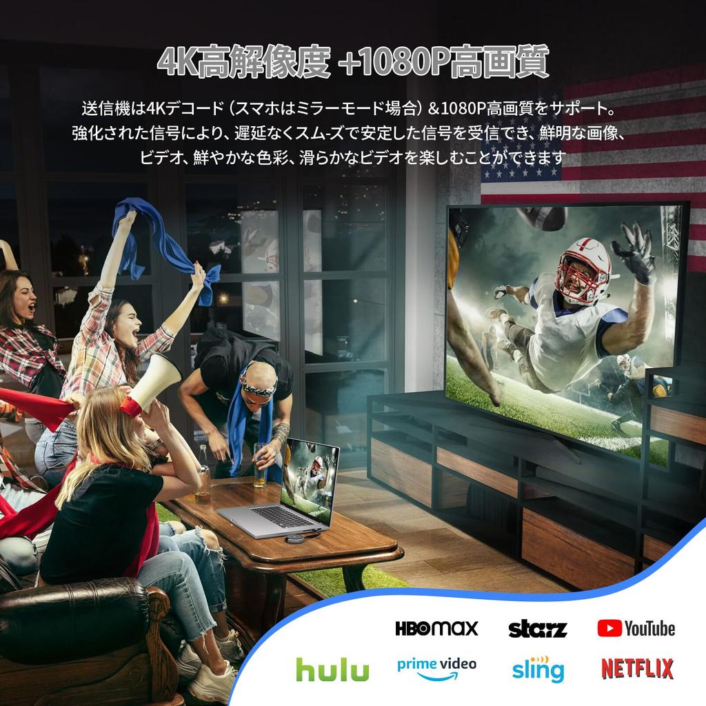 AIMIBO Wireless HDMI Transmitter and HDMI Receiver 30M Stable Transmission for iPhone TV Wireless to HDMI Screen Wireless Display Adapter USB-C Set,