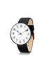 ARNE JACOBSEN STATION 53412-2001B Watch, 40mm, Scandinavian Design, Water Resistant (Quiet Design with No Second Hand), White with Black Leather Strap
