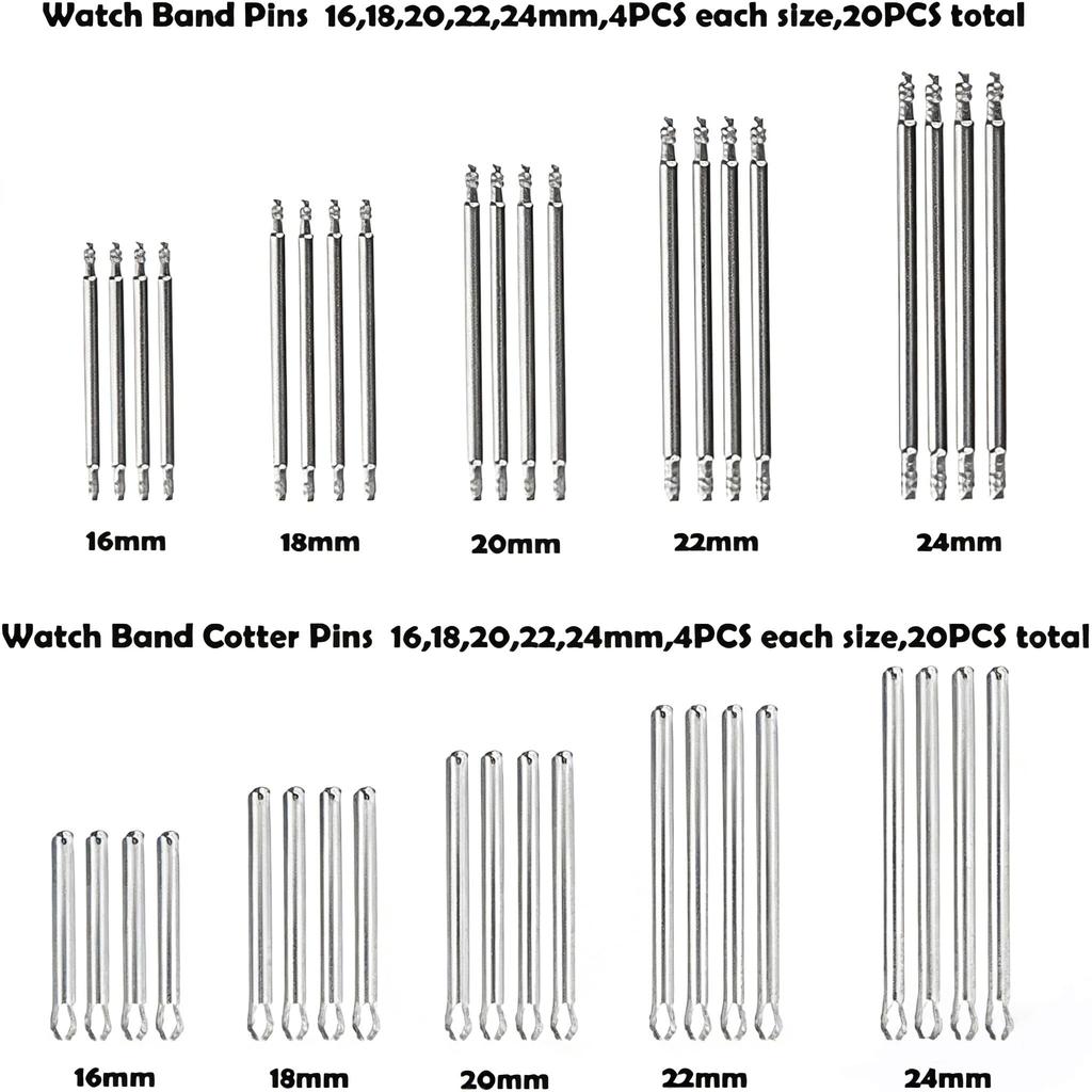 EFIXTK Watch Band Strap Link Pin Remover Repair Tool 24-in-1 Kit with 6 Spare Tips, Cotter Pin Spring Bar Tool Set, and 1 Head Hammer