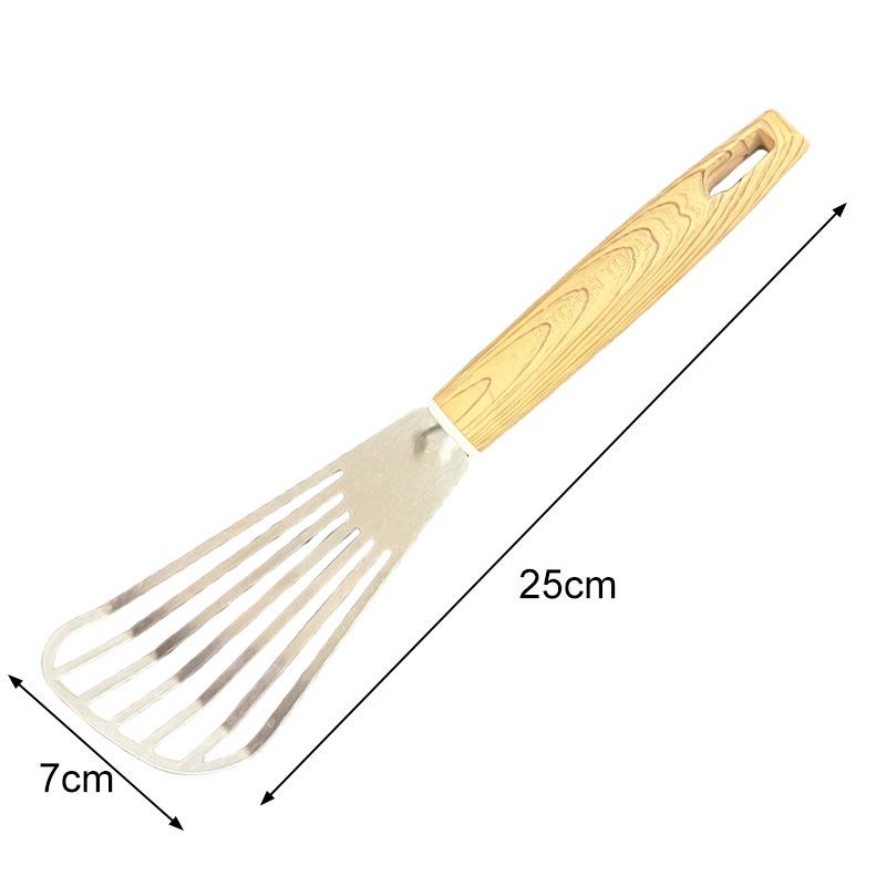 1PC Stainless Steel Fish Frying Shovel With Wooden Handle Fan-Shaped Shovel Household High-Temperature Frying Shovel BBQ Tools