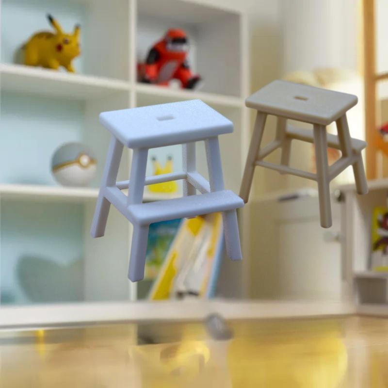 [J] 1 Piece Plastic Kitten Footstool Double-Layer Sit Chair Holding Stool 1/12 Dollhouse Miniature Cat Step Stool