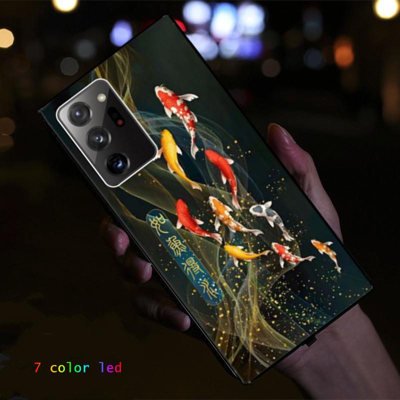 

Fortune Koi Carp LED Colorful Call Flash Light Phone Case For Samsung S25 S24 Ultra S23 S22 Plus FE A36 A26 A16 A06 A15 A55 5G A55 5G