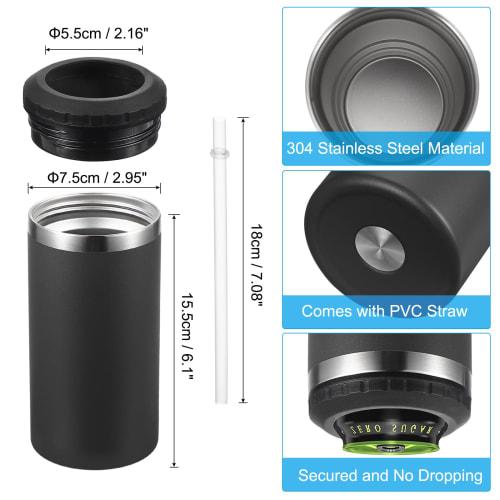 PATIKIL Slim Can Cooler, 16oz Skinny Can Insulated Beer Sleeve Beverage Holder for Beer, Soda, Coffee, Regular Cans and Bottles, Black