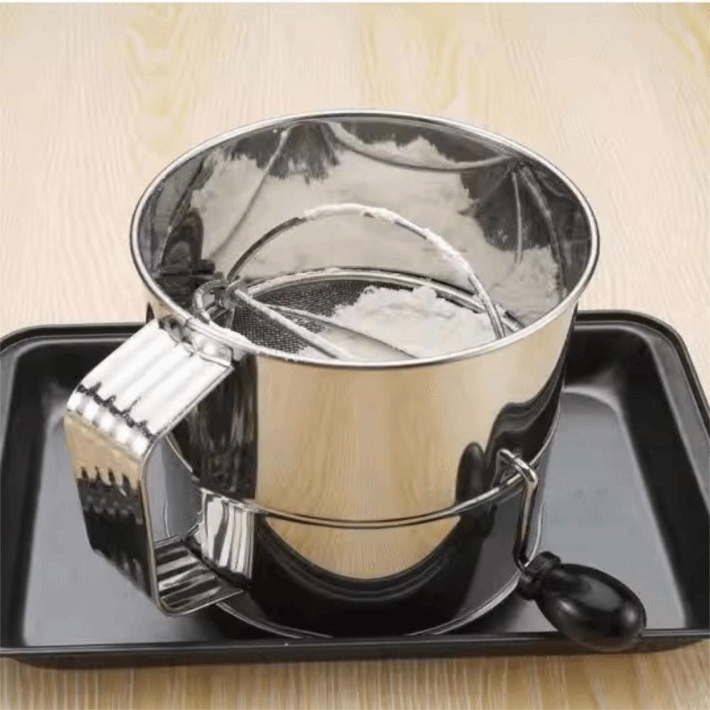 Hand Crank Flour Sifter Stainless Steel Flour Sieve Baking Accessory Flour Strainer  Baking