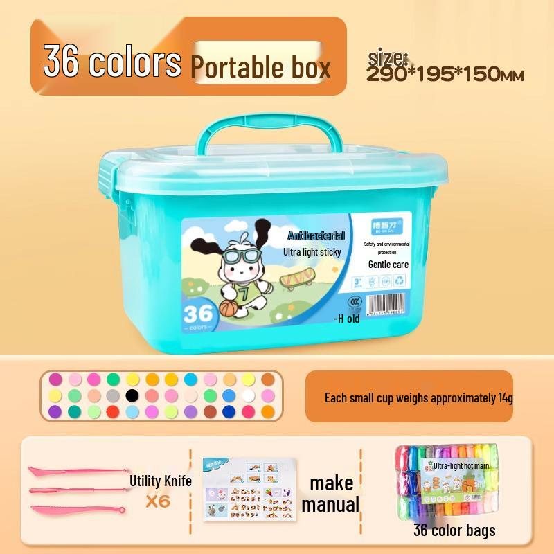 Odorless Food-Grade Clay Modeling Dough for Kids - 24 and 36 Color Sets