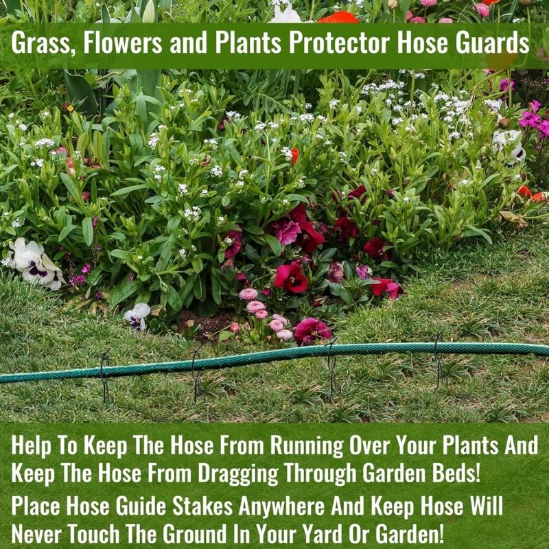 Kolíky pro vedení hadice se zaostřenými hroty do země Odolná svařovaná konstrukce Zabraňuje zalomení Vhodné pro zahradu, farmu, skleník