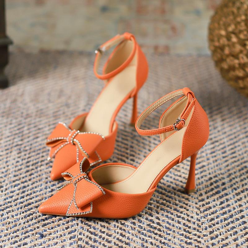 High-heeled Sandals  Summer Fairy Style Pointed Toe Hollow High-heeled Shoes Women Korean Version Shallow Mouth Stiletto Shoes Women
