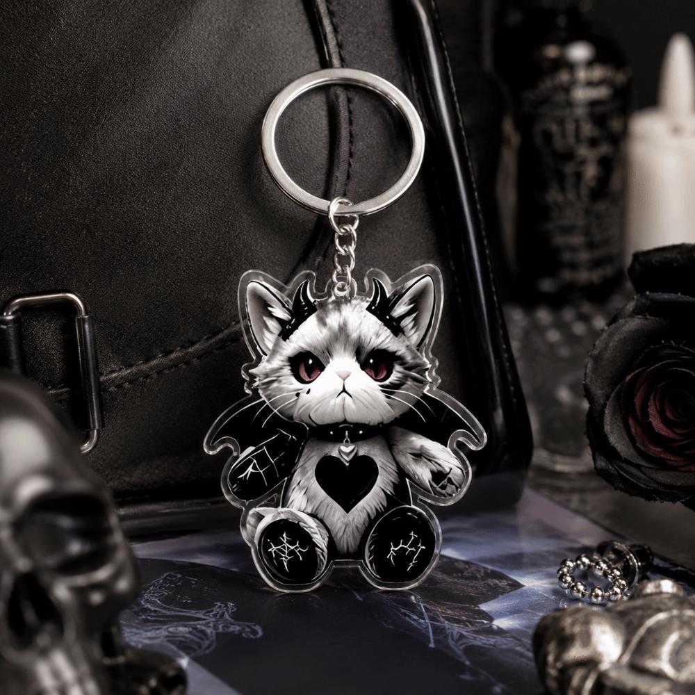 Acrylic Wounded Cat Keychain Halloween Bag Charm Keyring Kitten Pendant Bag Decoration