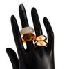 Fashion Personality Geometric Smooth Surface Metal Transparent Amber Resin Opening Rings for Women Simple Temperament Jewelry