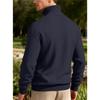 Men's Quarter Zip Pullover Sweater Diamond Jacquard Knit Stand Collar Long Sleeve Casual Sweatshirt For Business & Daily Wear