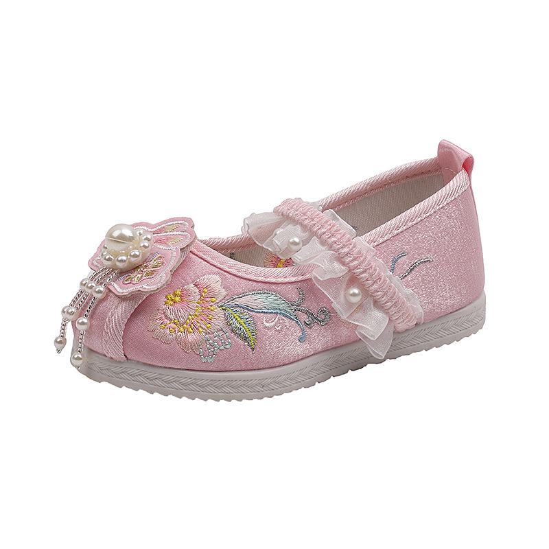 Children's Embroidered Hanfu Shoes - Traditional Performance Wear