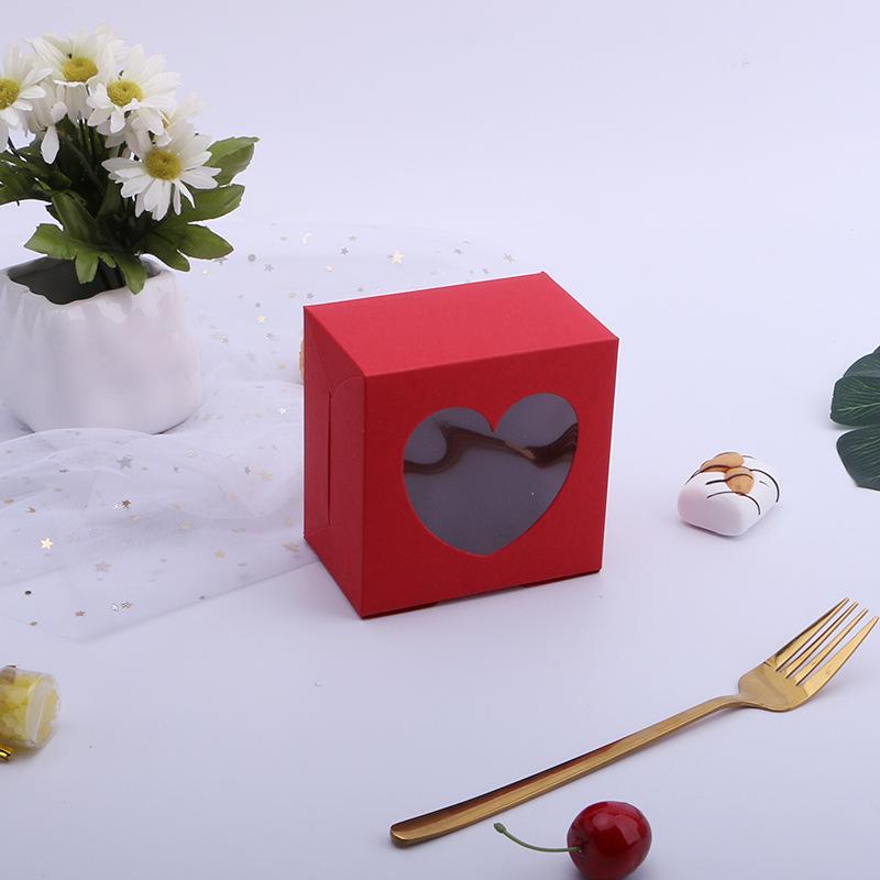 100pcs DIY Paper Box with Window Paper Gift Box Cake Packaging for Wedding Home Party Muffin Packaging